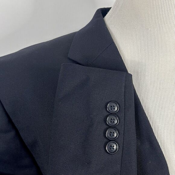 Alfani 44R Sport Coat 100% Wool All Black Three Button Fully Lined Formal - Picture 5 of 8